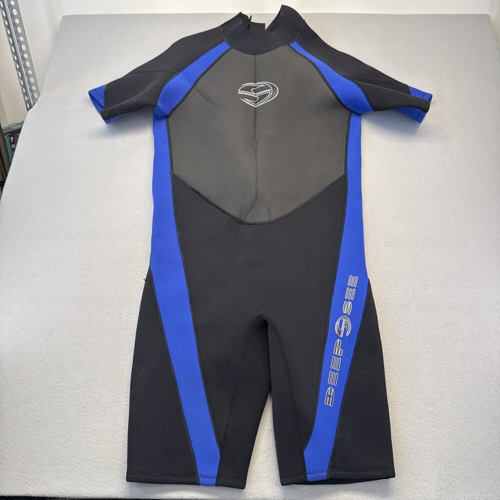 Deep See Wetsuit 3XL Shorty Black Blue Back Zip Neoprene Mens Surf Dive
